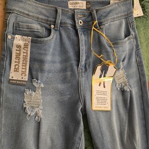 Celebrity Pink Light Blue Distressed Jeans